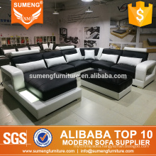 living room u shape leather sofa with led from foshan furniture city china